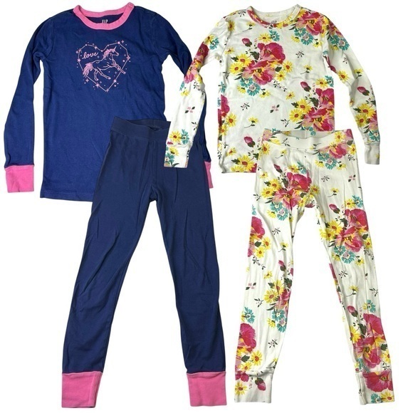 GAP Other - GAP Kids Floral and Unicorn Pajama Sleepwear 2 Piece Set Bundle Lot Girls Size 8